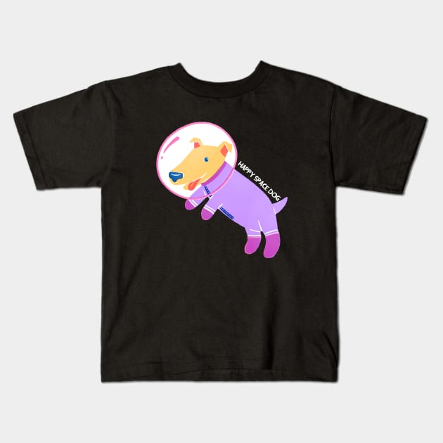 Happy Space Dog Kids T-Shirt by NICHE&NICHE